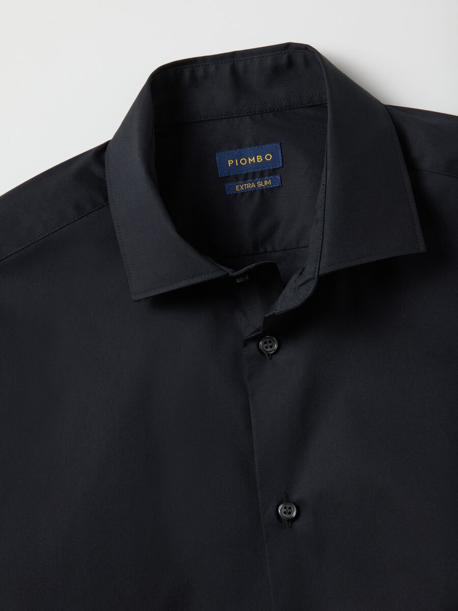 Slim Fit Black Cotton Stretch Shirt_5