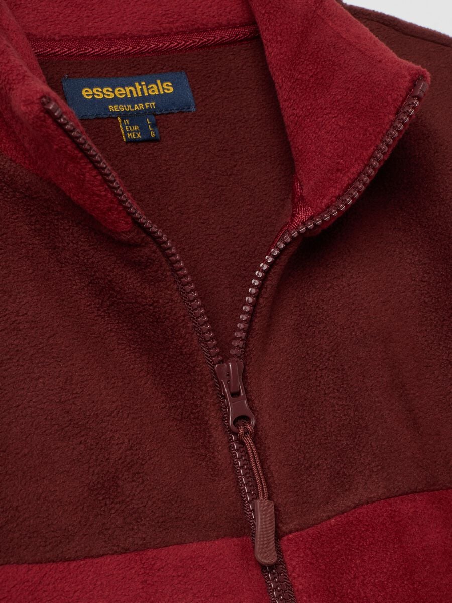 Red fleece sweatshirt with collar and zip, regular fit_1