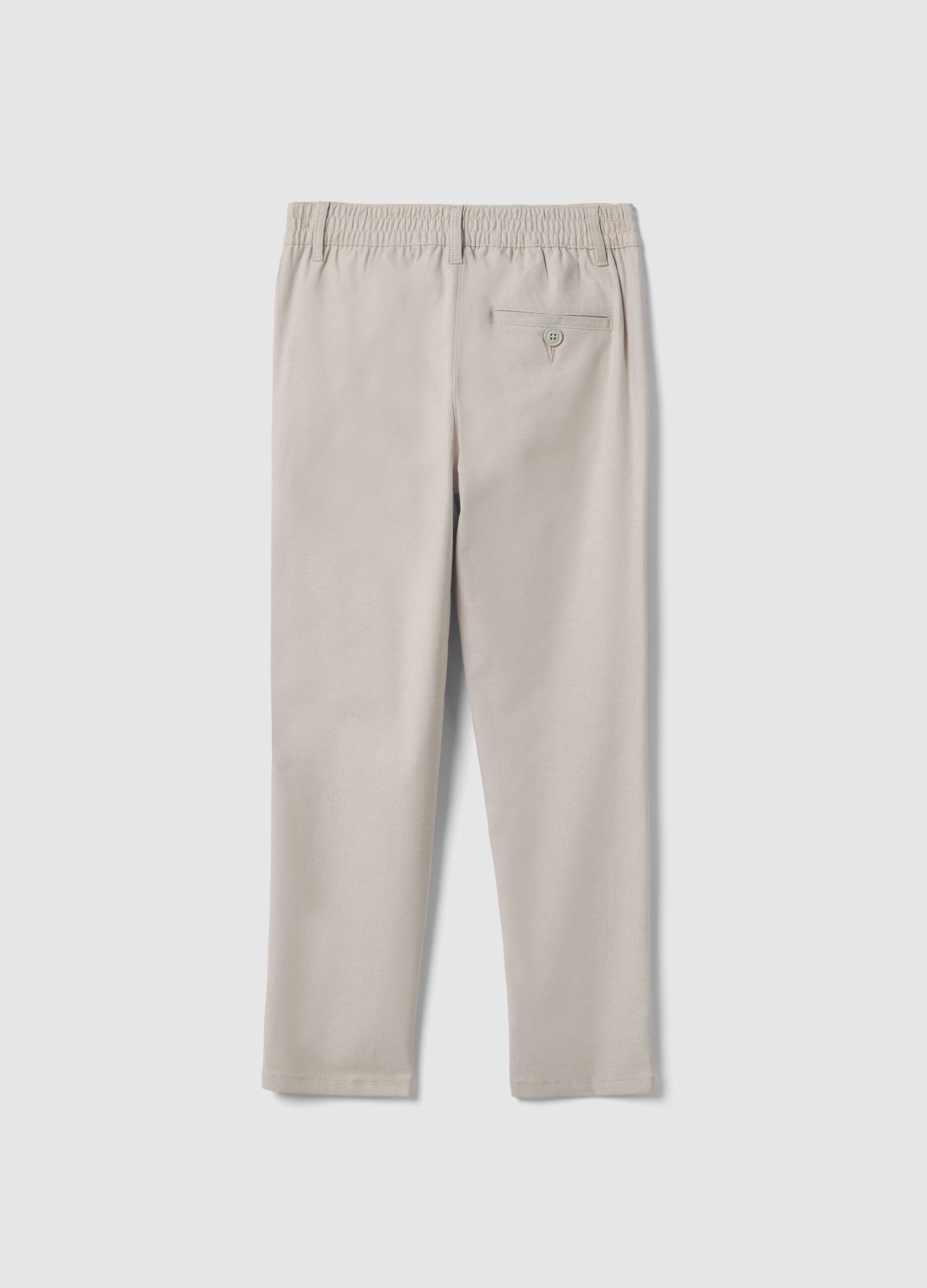 Boys' regular fit beige stretch cotton chinos