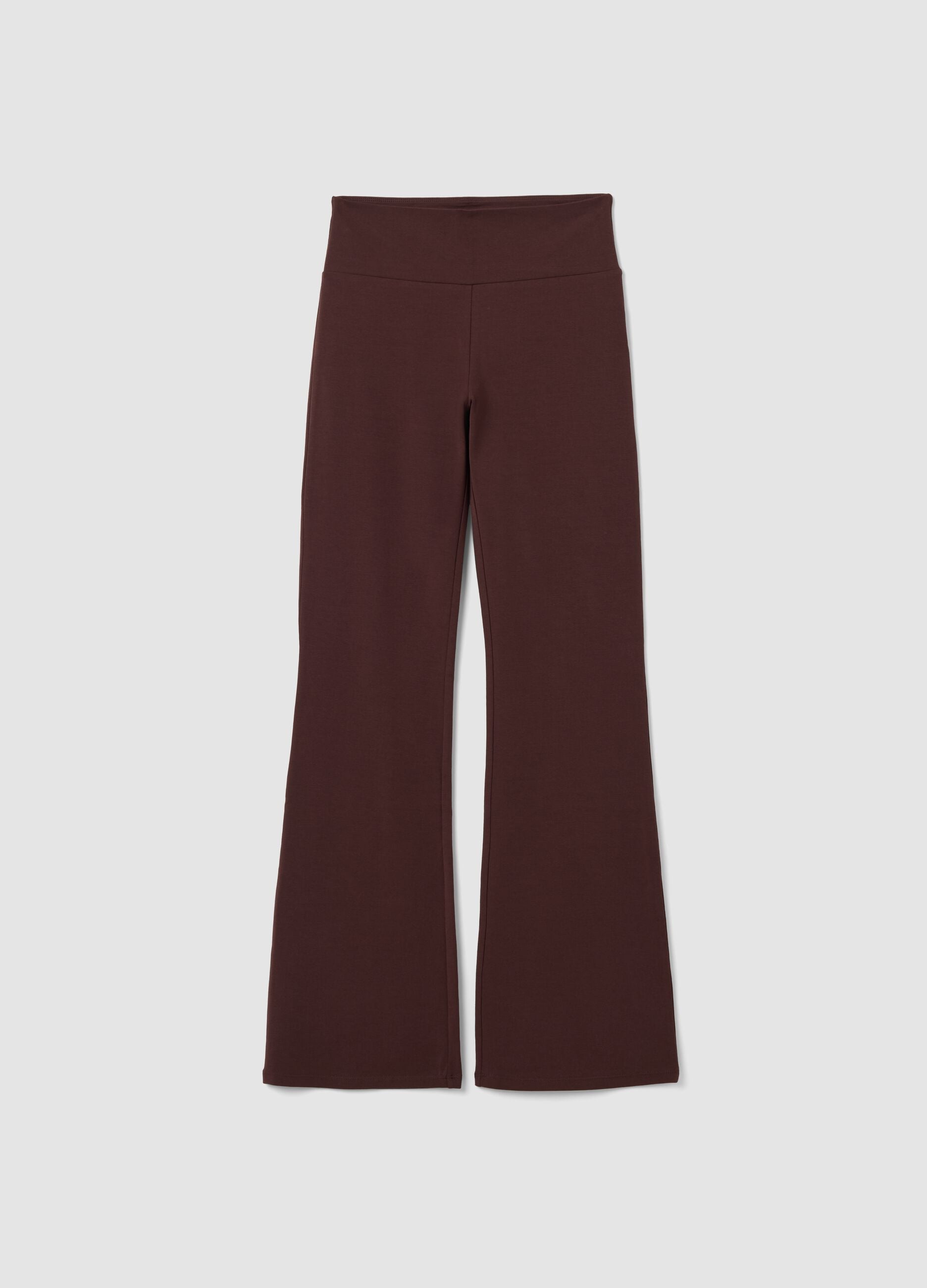 Braune Flare-Hose aus elastischer Baumwolle