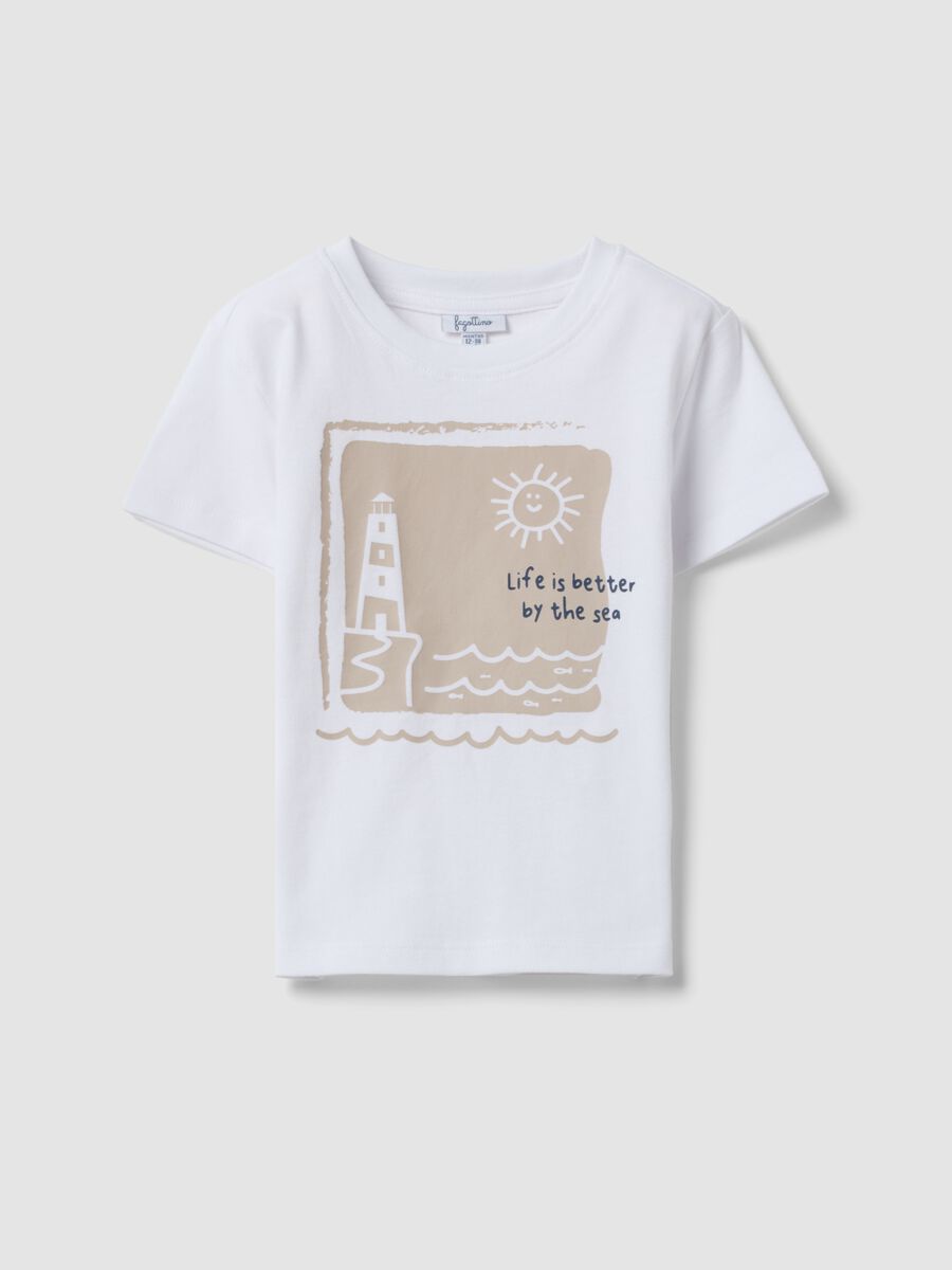 White organic cotton short-sleeve printed T-shirt_0