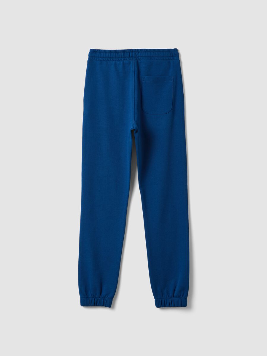 Blue organic cotton joggers with drawstring for boys_6