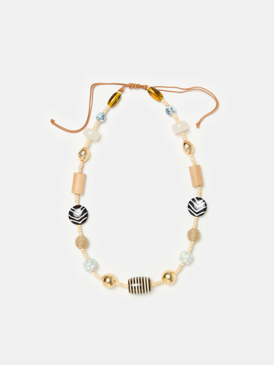 Adjustable necklace with beads and stones_0