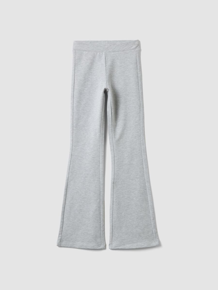 Leggings cinzentas &agrave; boca de sino em algod&atilde;o el&aacute;stico_0