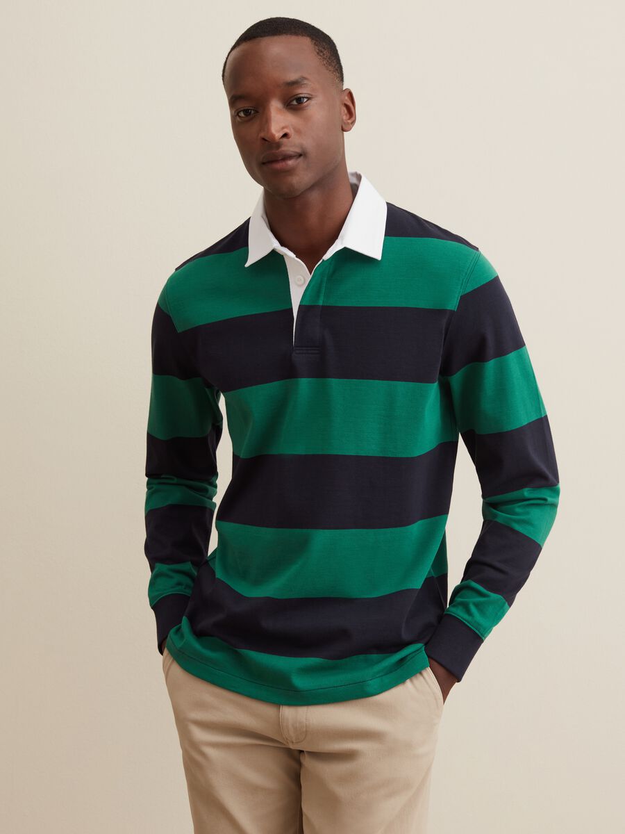 Polo shirt with long sleeves and striped pattern_1