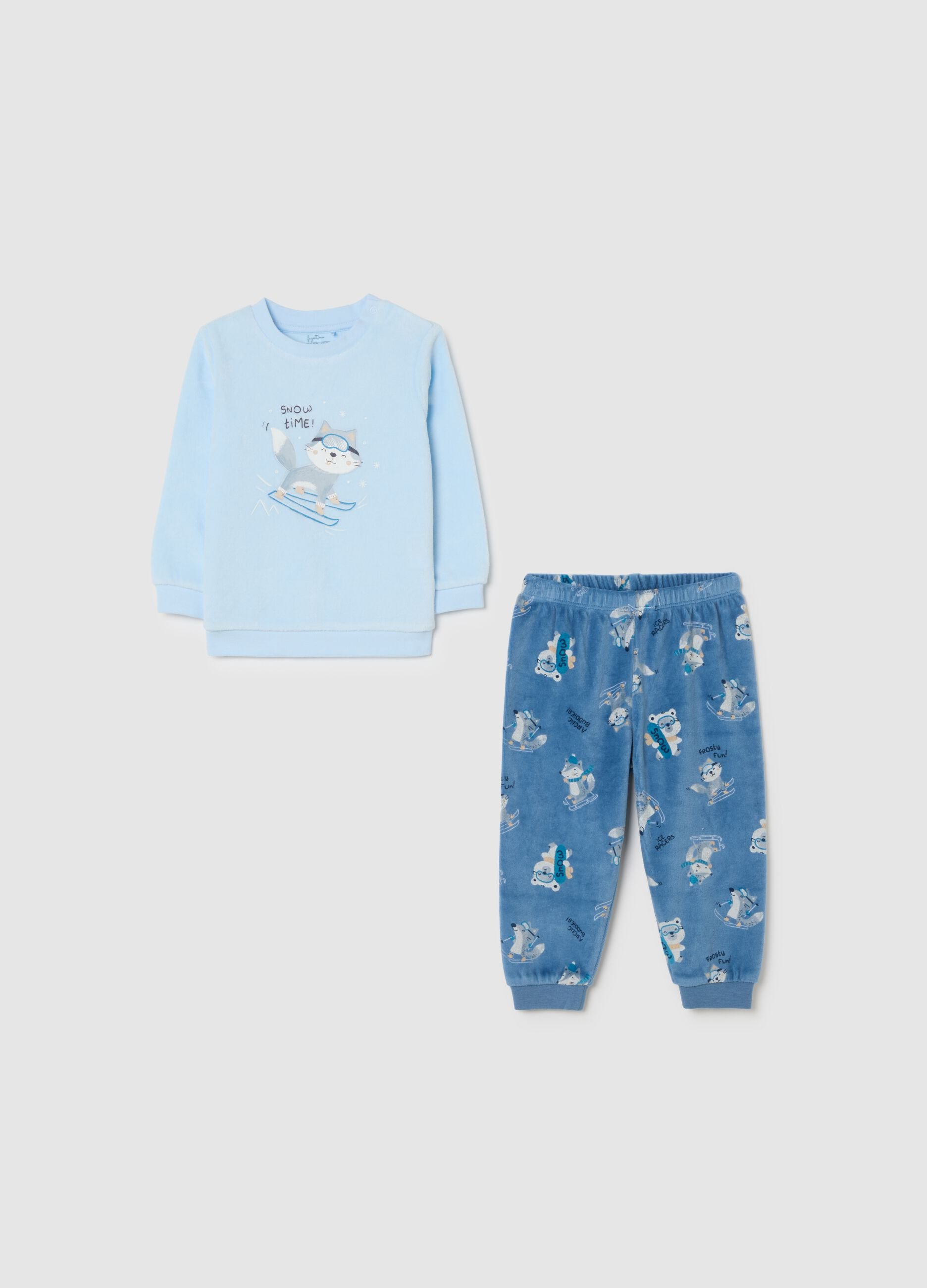 Baby Blue Velour Sleepsuit Regular Fit