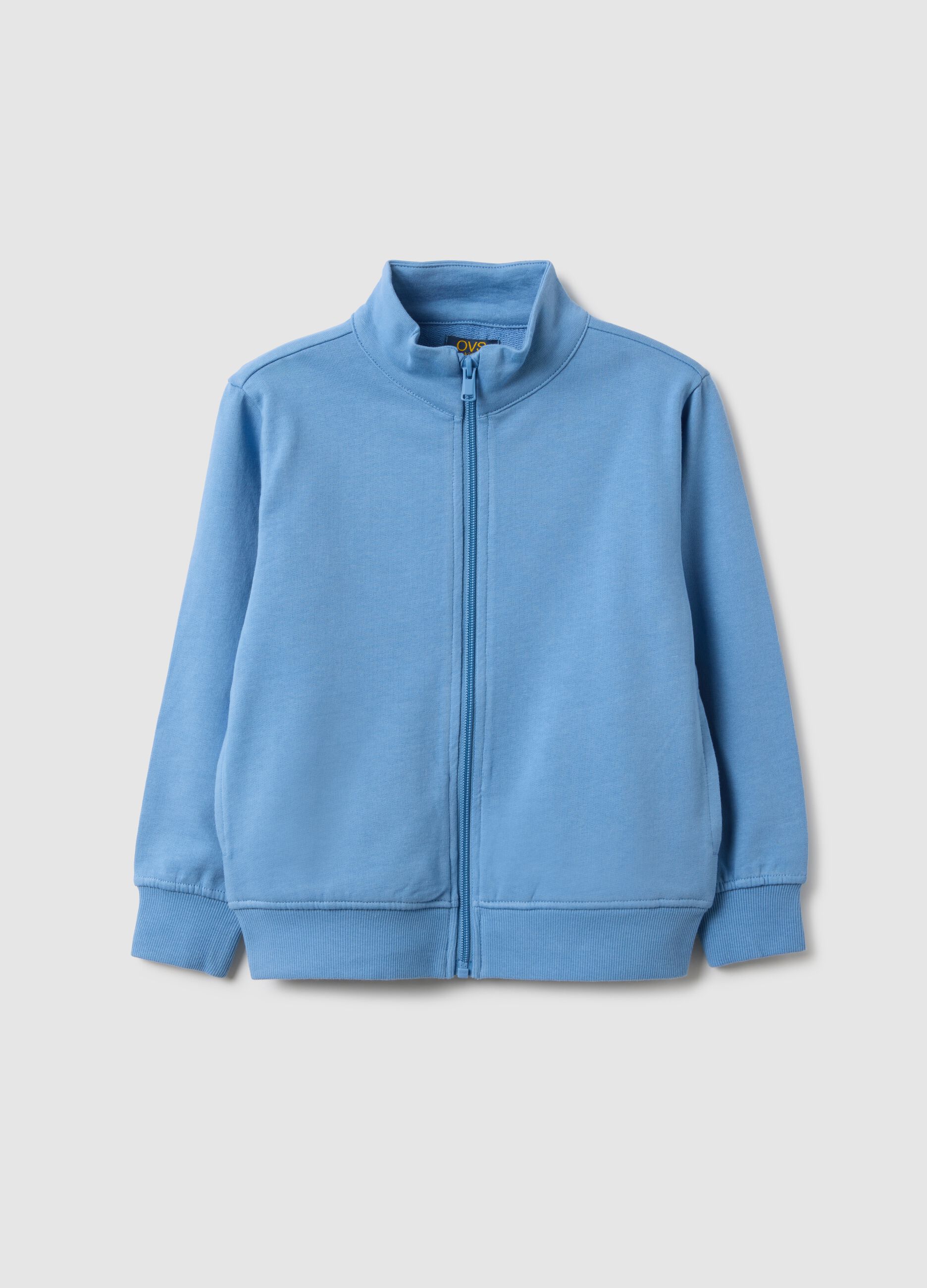 Sweatshirt infantil azul de algod&atilde;o puro com ajuste regular e fecho integral