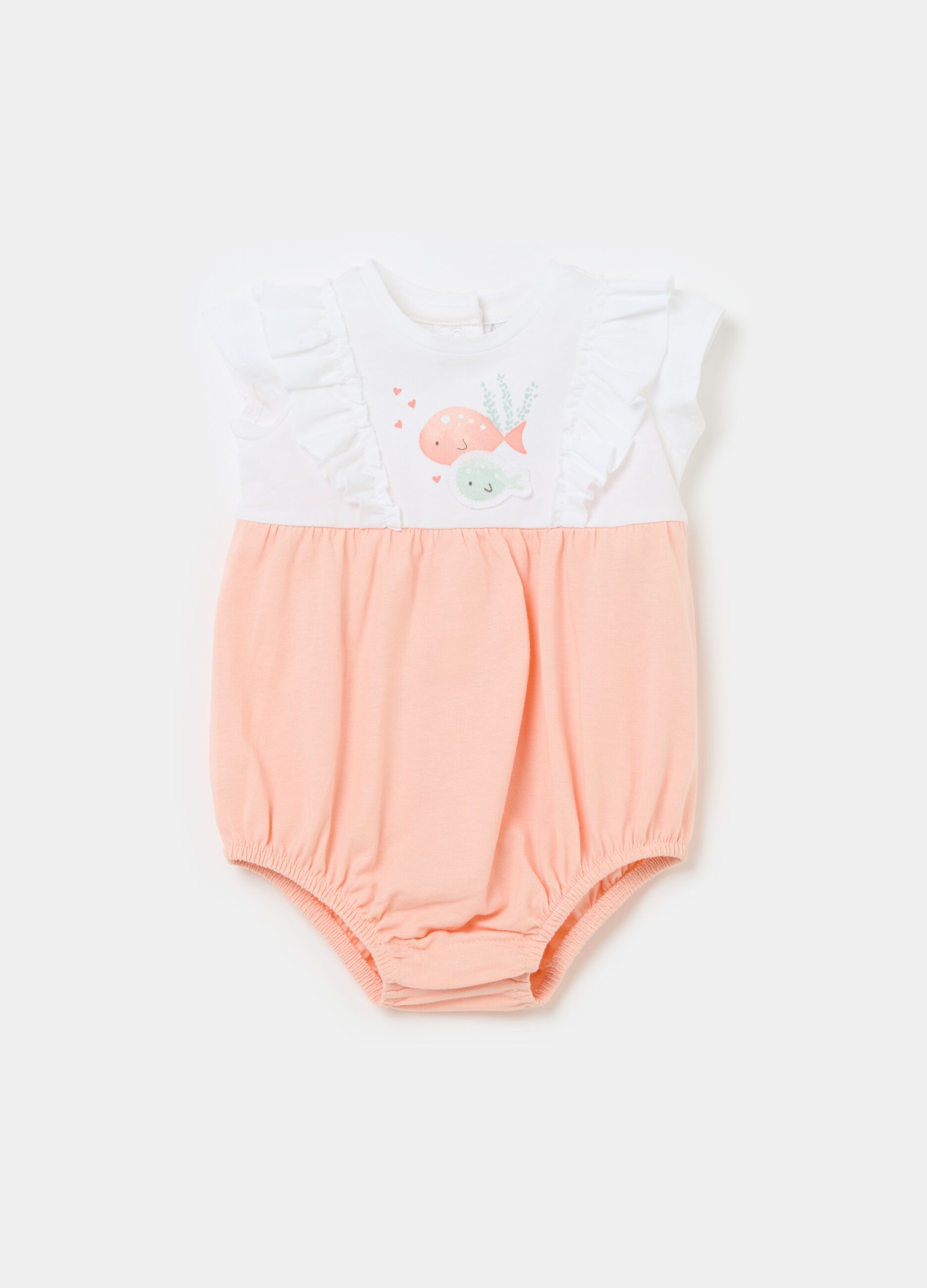 Organic cotton bodysuit with print and flounce