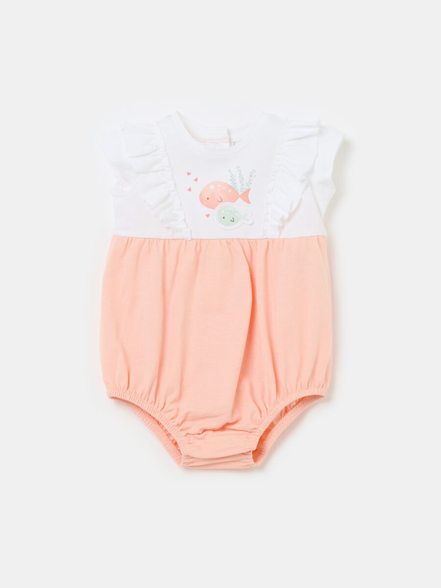 Organic cotton bodysuit with print and flounce_0