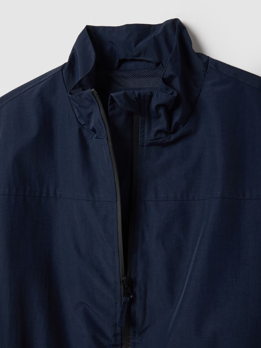 Blue regular fit bomber jacket with zip_5