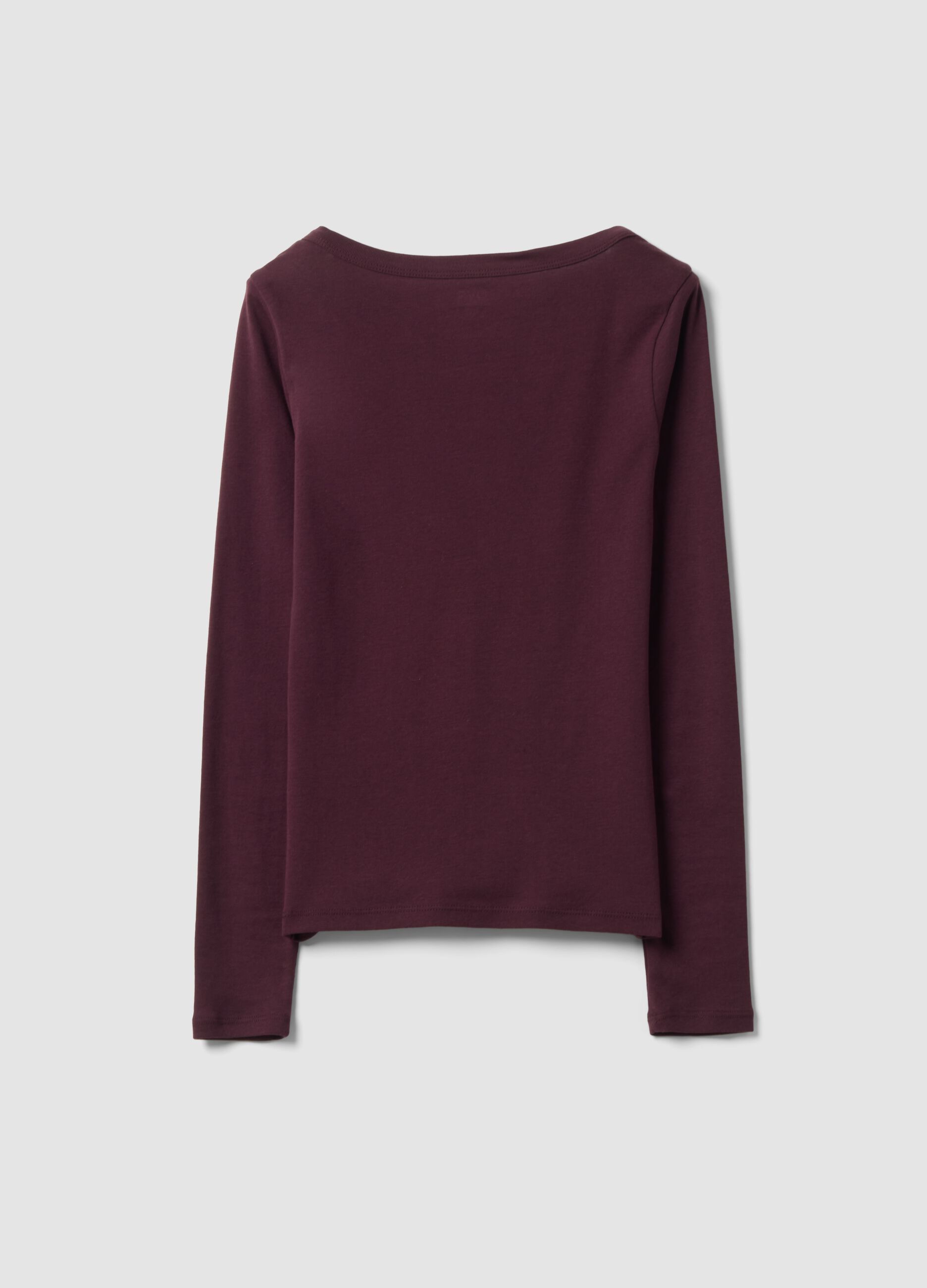 T-shirt viola in puro cotone con girocollo regular fit