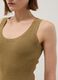 Brown viscose blend fitted tank top_3