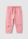 Girls' pink stretch cotton slim fit trousers_0