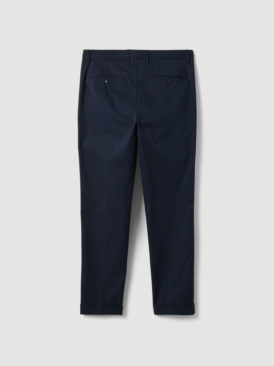 Cal&ccedil;as chino azuis em sarja de algod&atilde;o el&aacute;stica regular fit_6