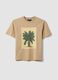 Beige pure cotton T-shirt with front print_4