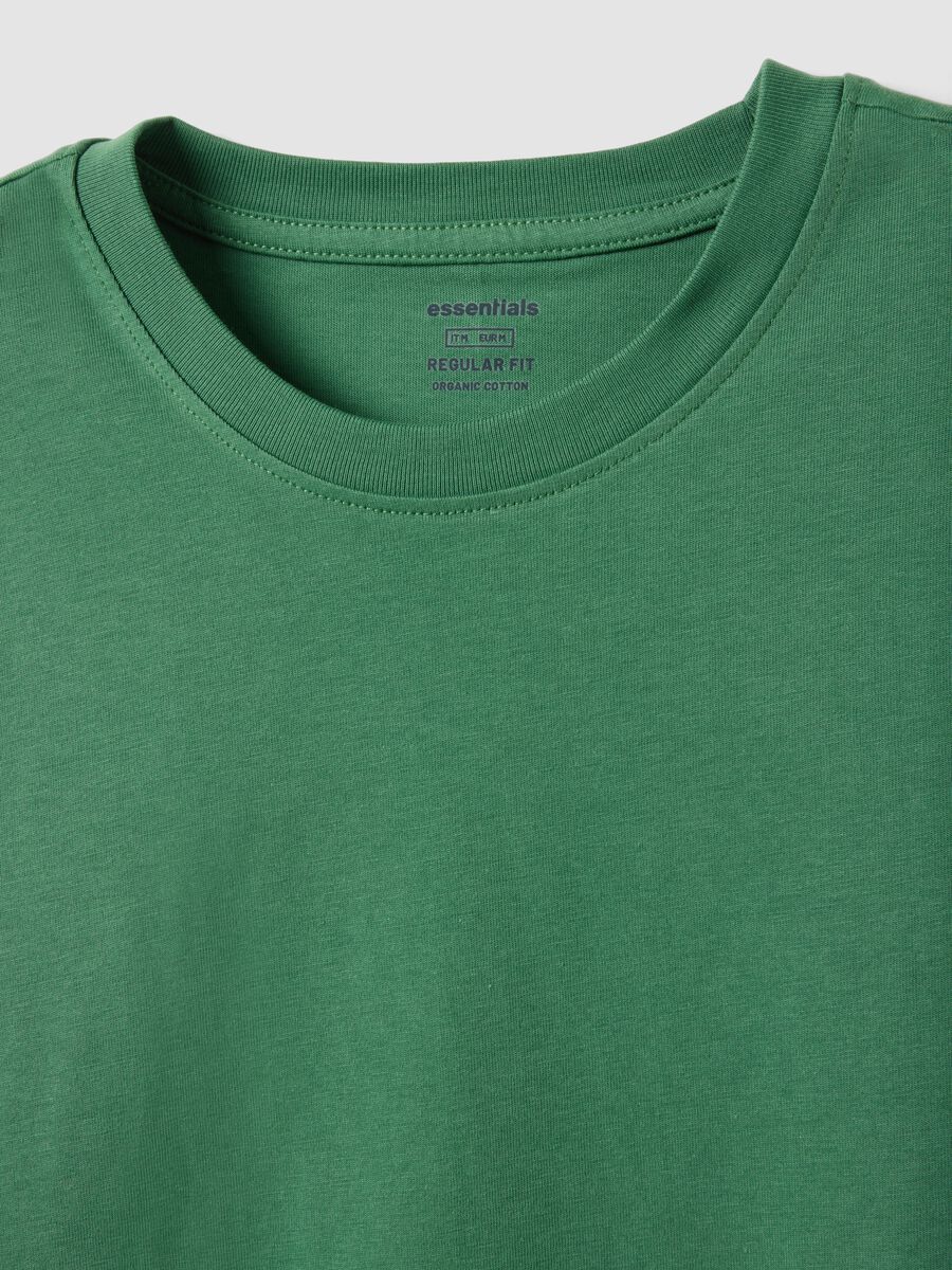 Green pure cotton short-sleeved t-shirt regular fit_5