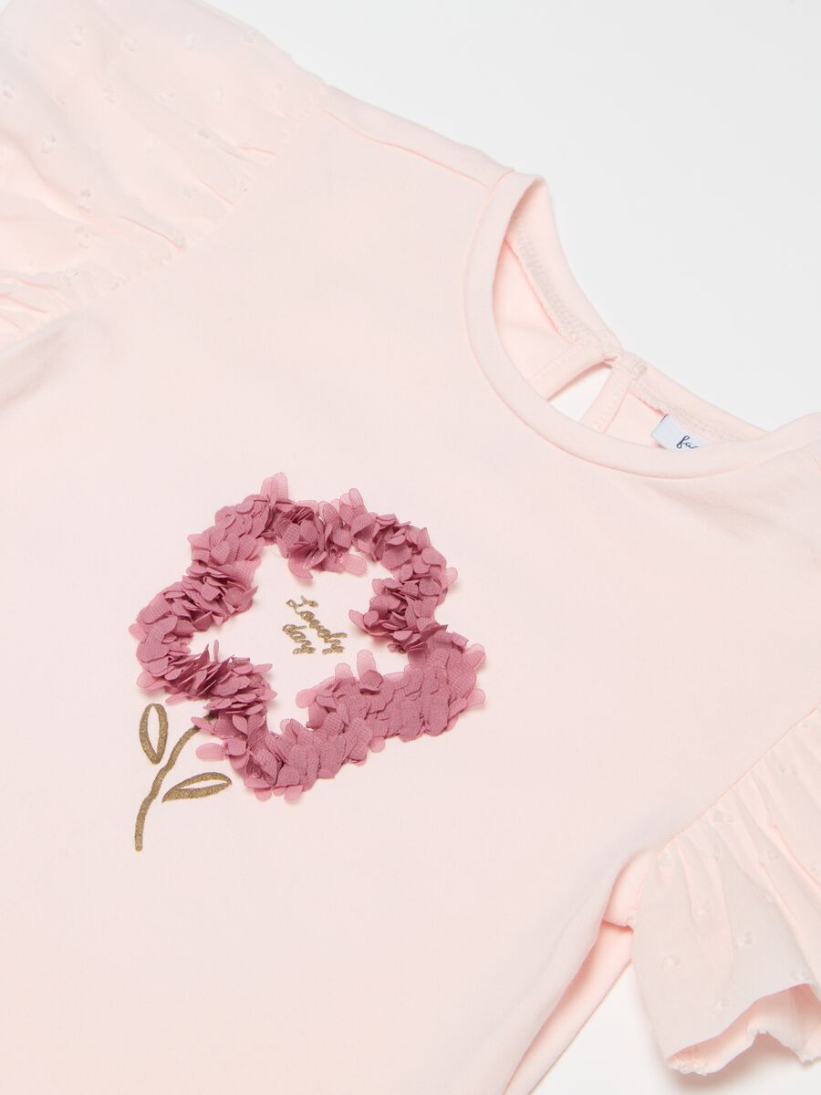 T-shirt with sleeves in dobby and flower_2