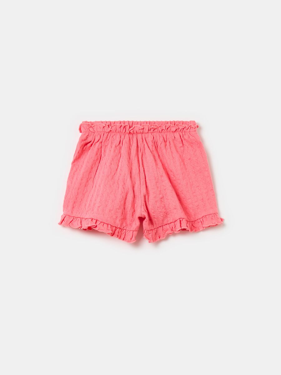Shorts jacquard con rouches_1