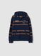 Navy and brown pure cotton fleece hoodie, relaxed fit_0