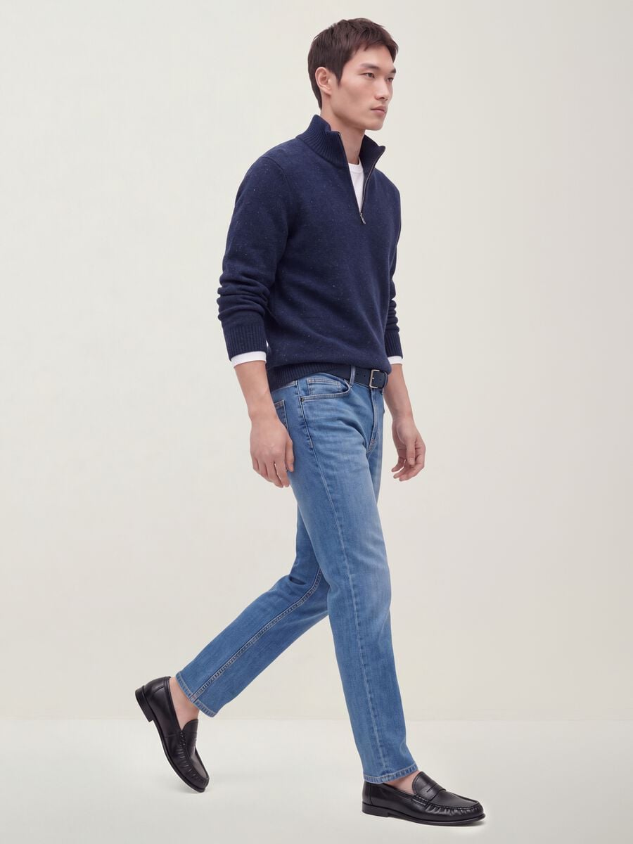 Light blue slim-fit stretch cotton jeans_0