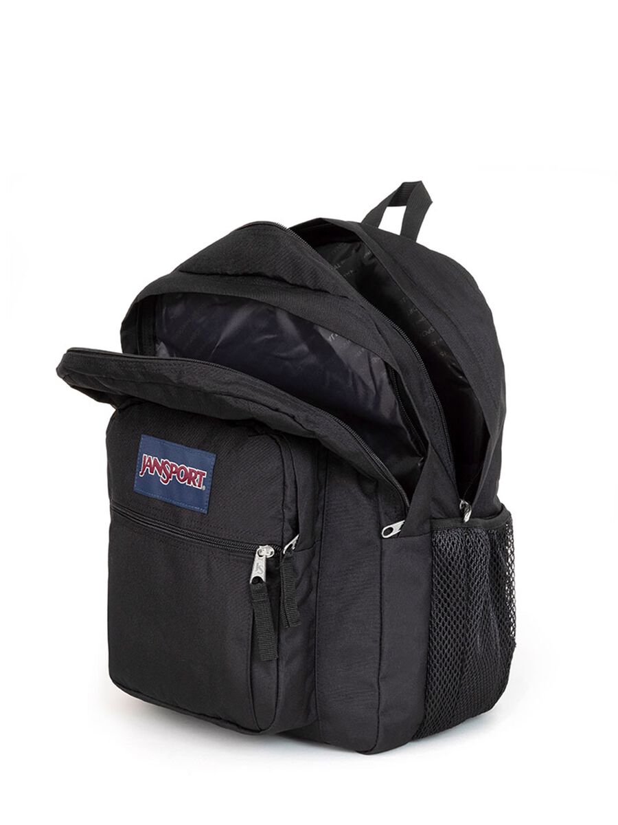 Schwarzer Rucksack mit Fronttasche und Mesh-Eins&auml;tzen_3