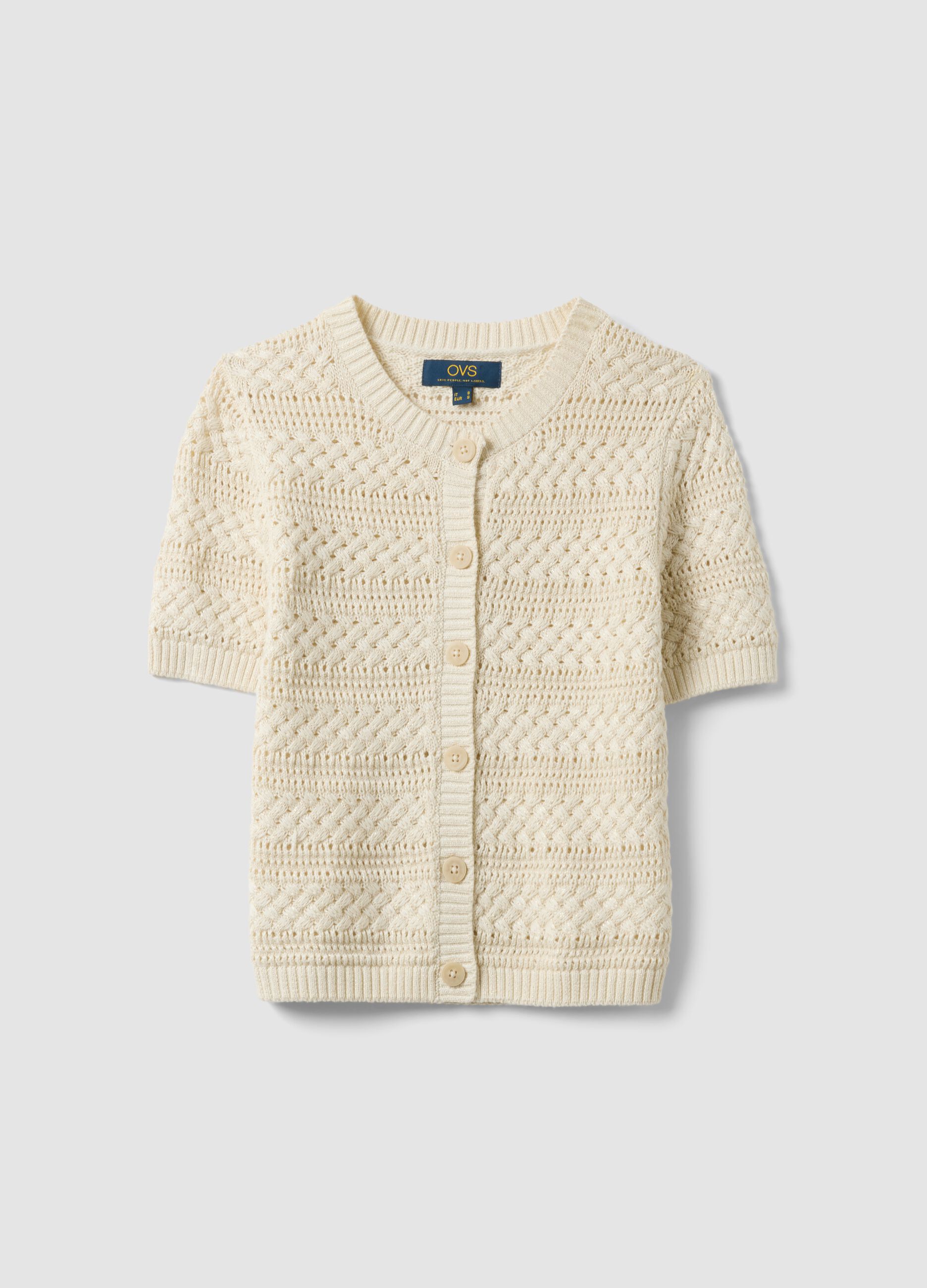 White cotton-blend regular-fit knitted cardigan
