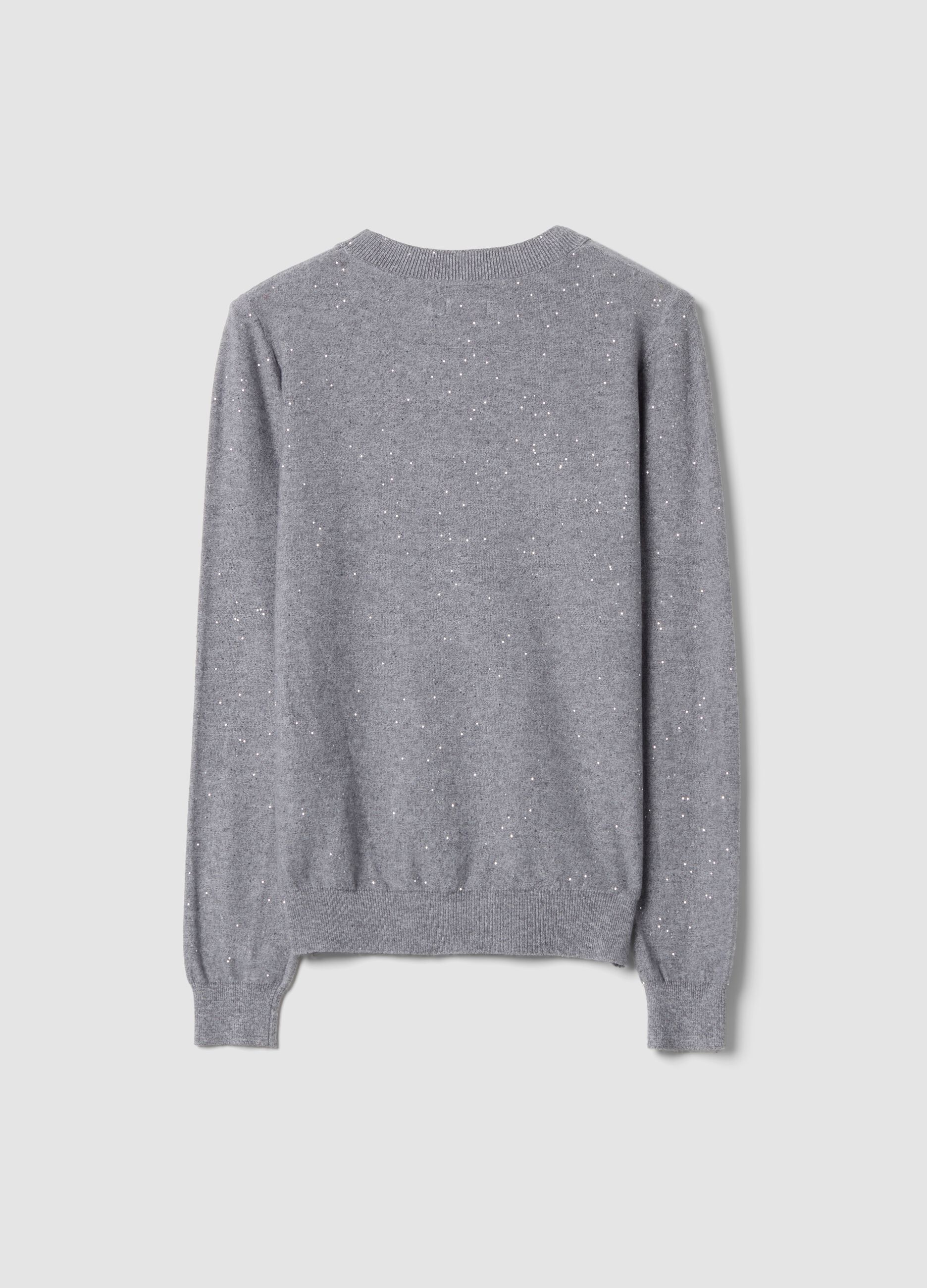 Grey viscose-blend sequin jumper, regular fit