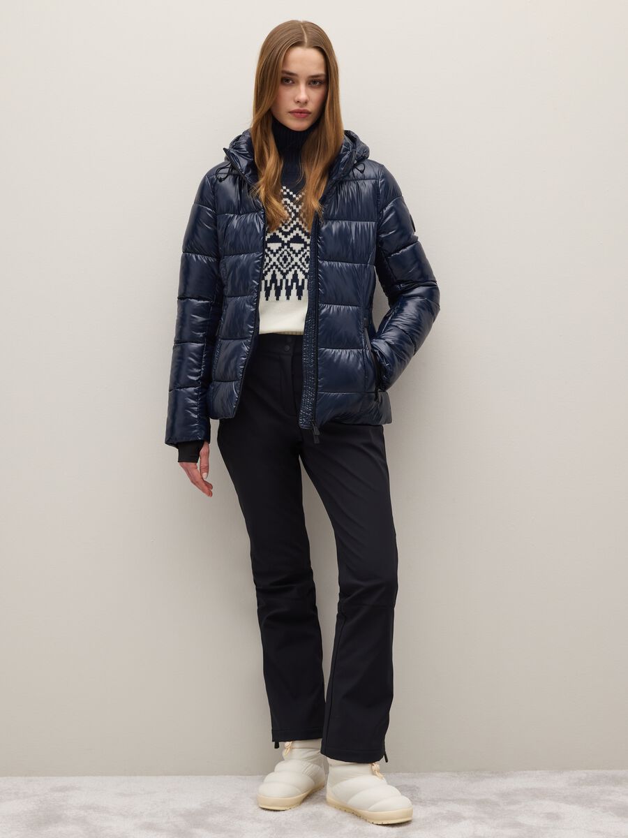 Blue padded water-repellent regular fit jacket_1