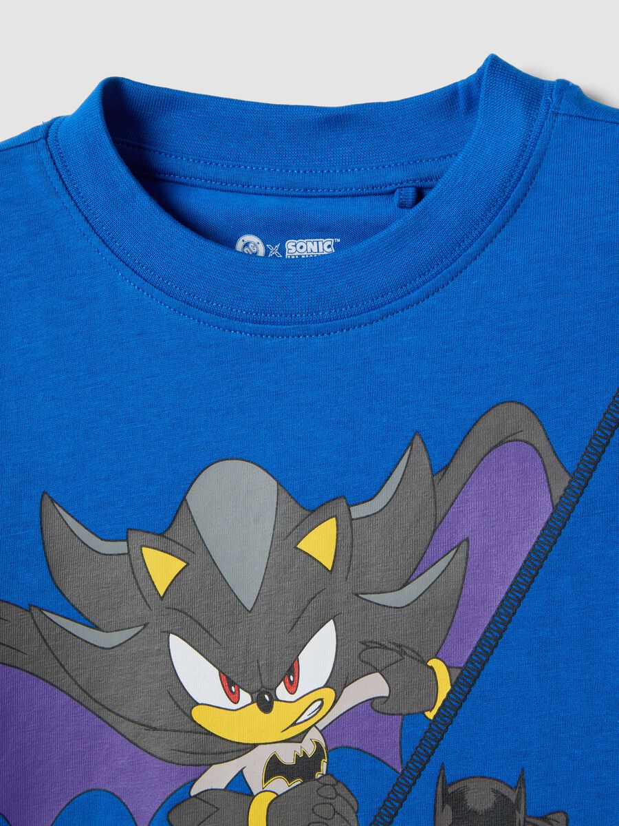 Children's oversized blue pure cotton t-shirt with Sonic print_2