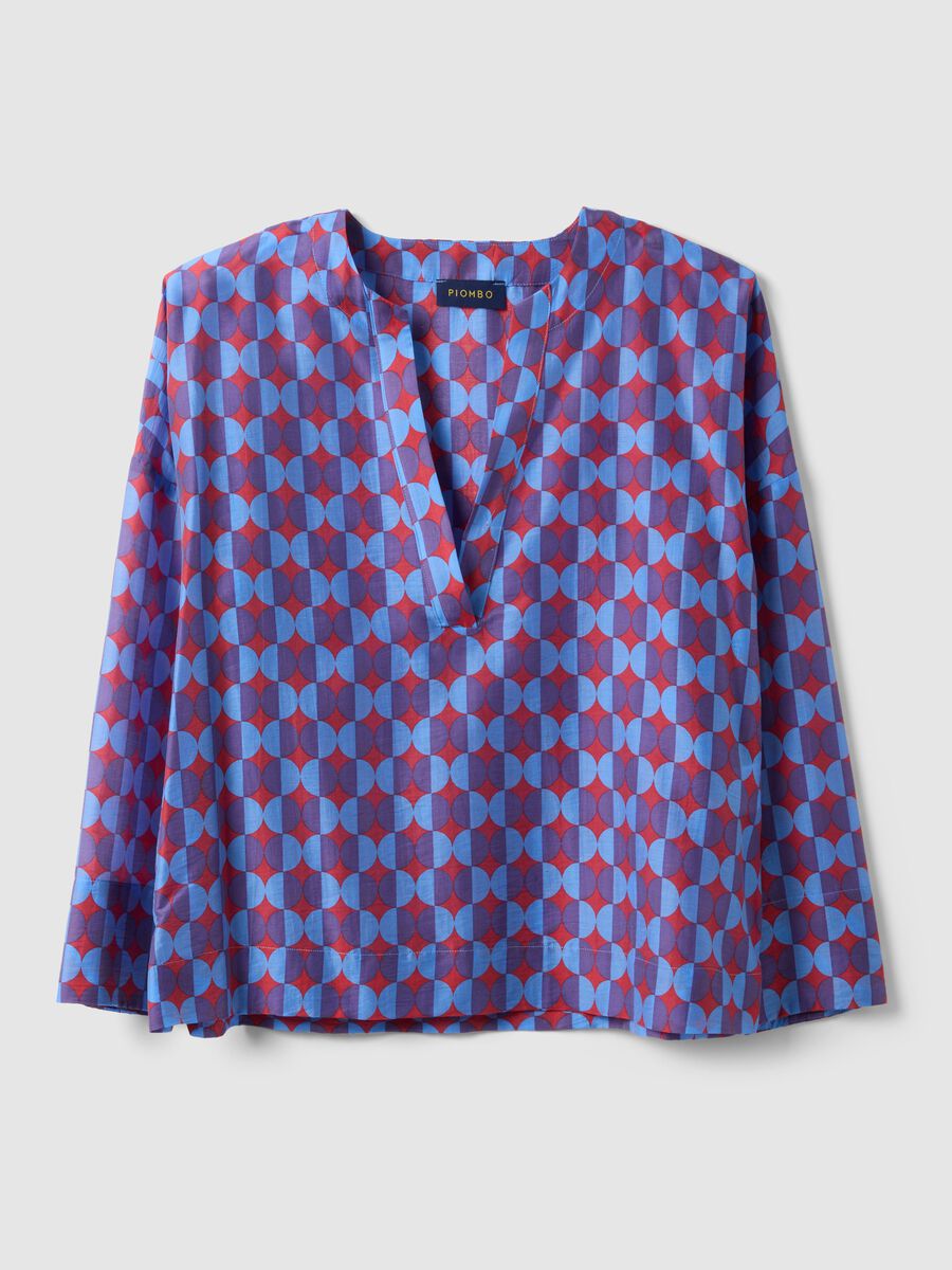 Multicolour Lyocell blend shirt, regular fit, deep V_4