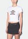Wei&szlig;es, figurbetontes T-Shirt aus reiner Baumwolle mit Six-Seven-Frontprint_2