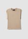 T-shirt in misto lyocell e cotone beige regular fit con maniche ampie_0