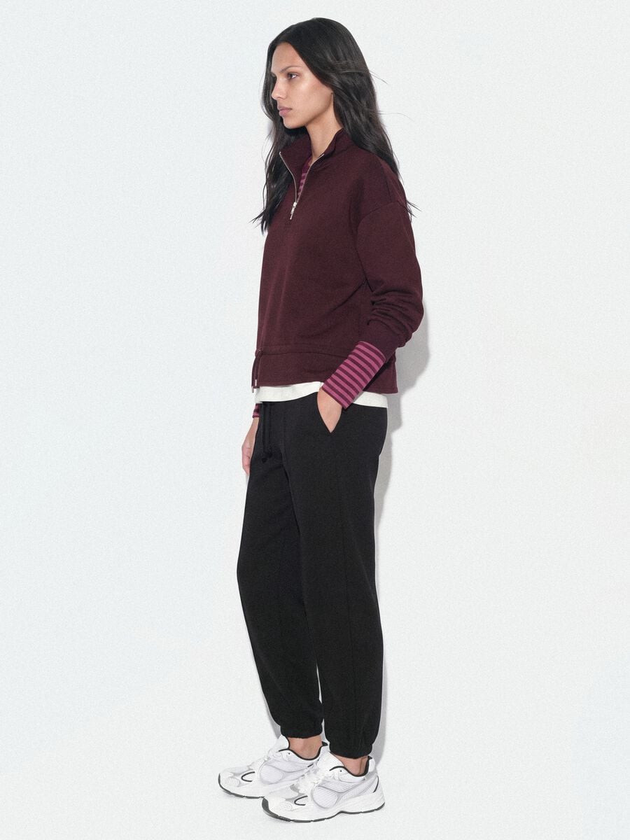 Black cotton-blend joggers with drawstring waist_4