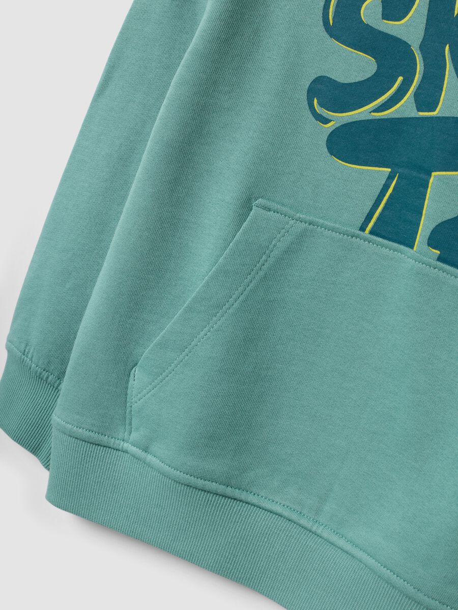 Blaue Oversize-Hoodie aus reiner Baumwolle mit Print und K&auml;ngurutasche f&uuml;r Jungen_3