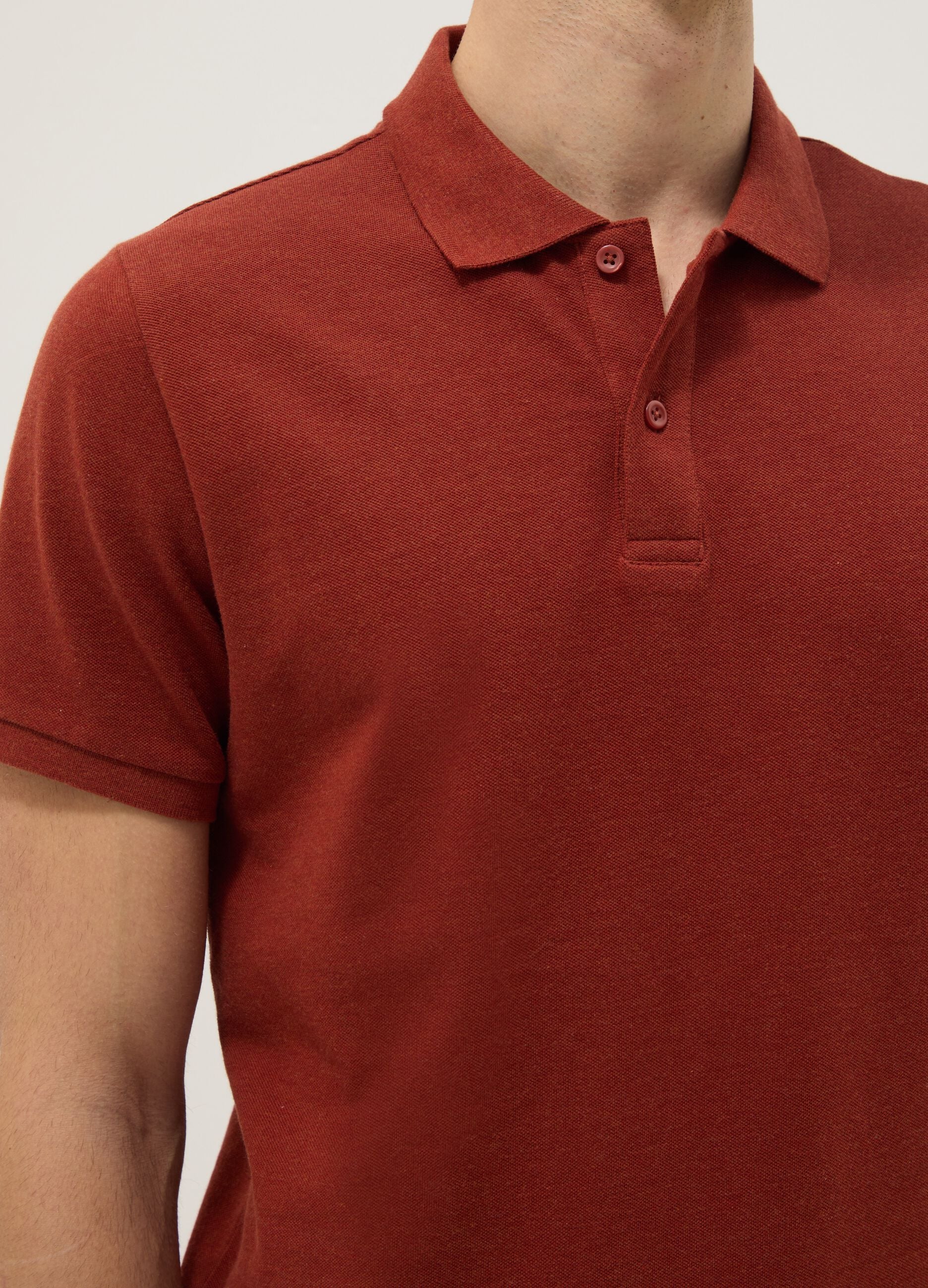 Red pure cotton short-sleeve regular fit polo shirt