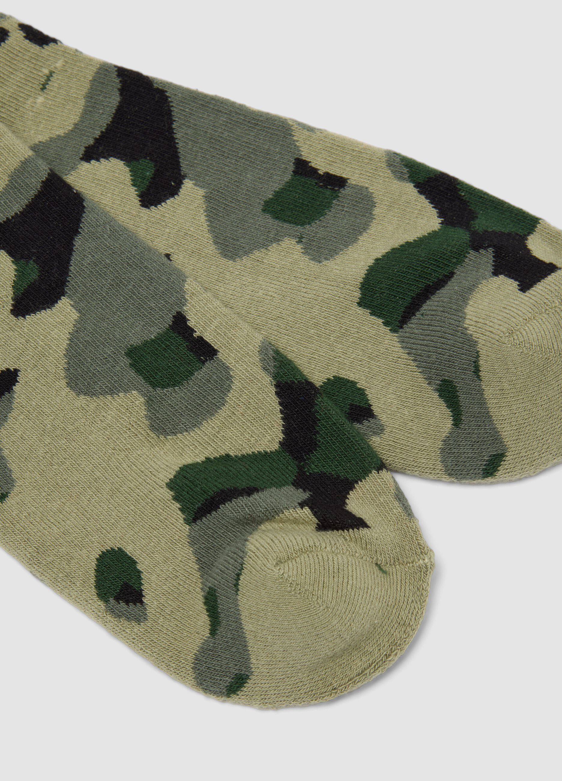 Chaussettes de sport vertes en coton stretch camouflage