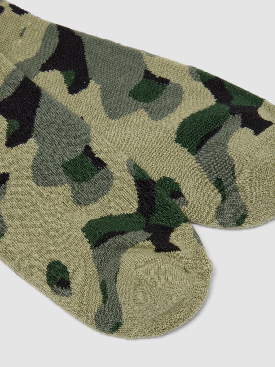 Chaussettes de sport vertes en coton stretch camouflage_2