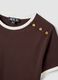 Brown pure cotton T-shirt with buttons, regular fit_2