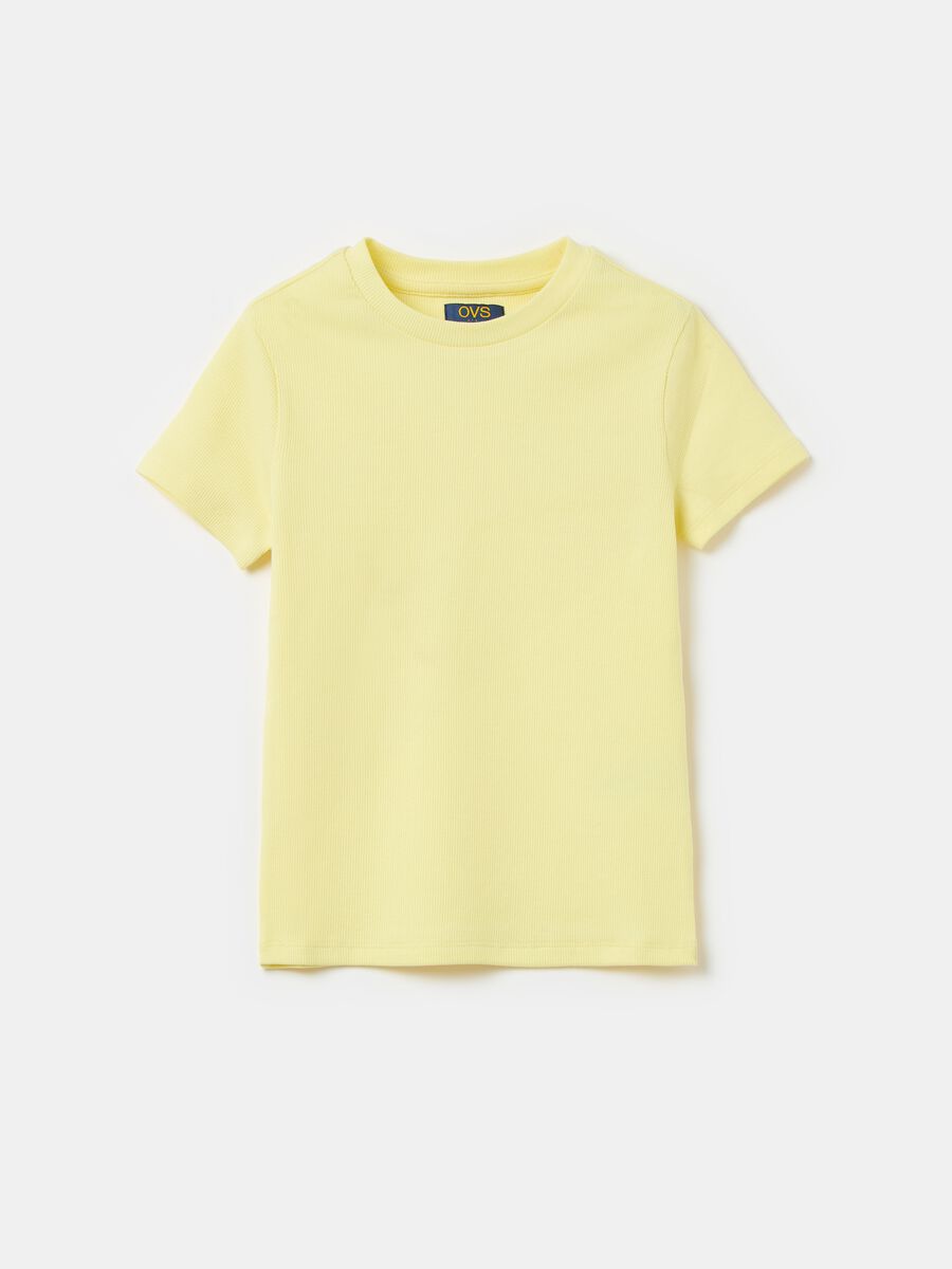 Solid colour ribbed T-shirt_0