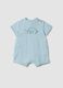 Blue pure cotton baby romper with car motif_0