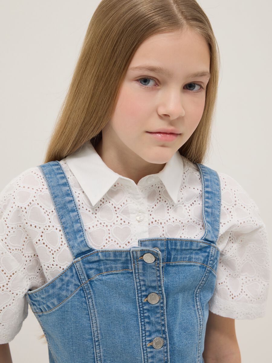 Blue Stretch Denim Cotton Crop Top for Girls Slim Fit_2