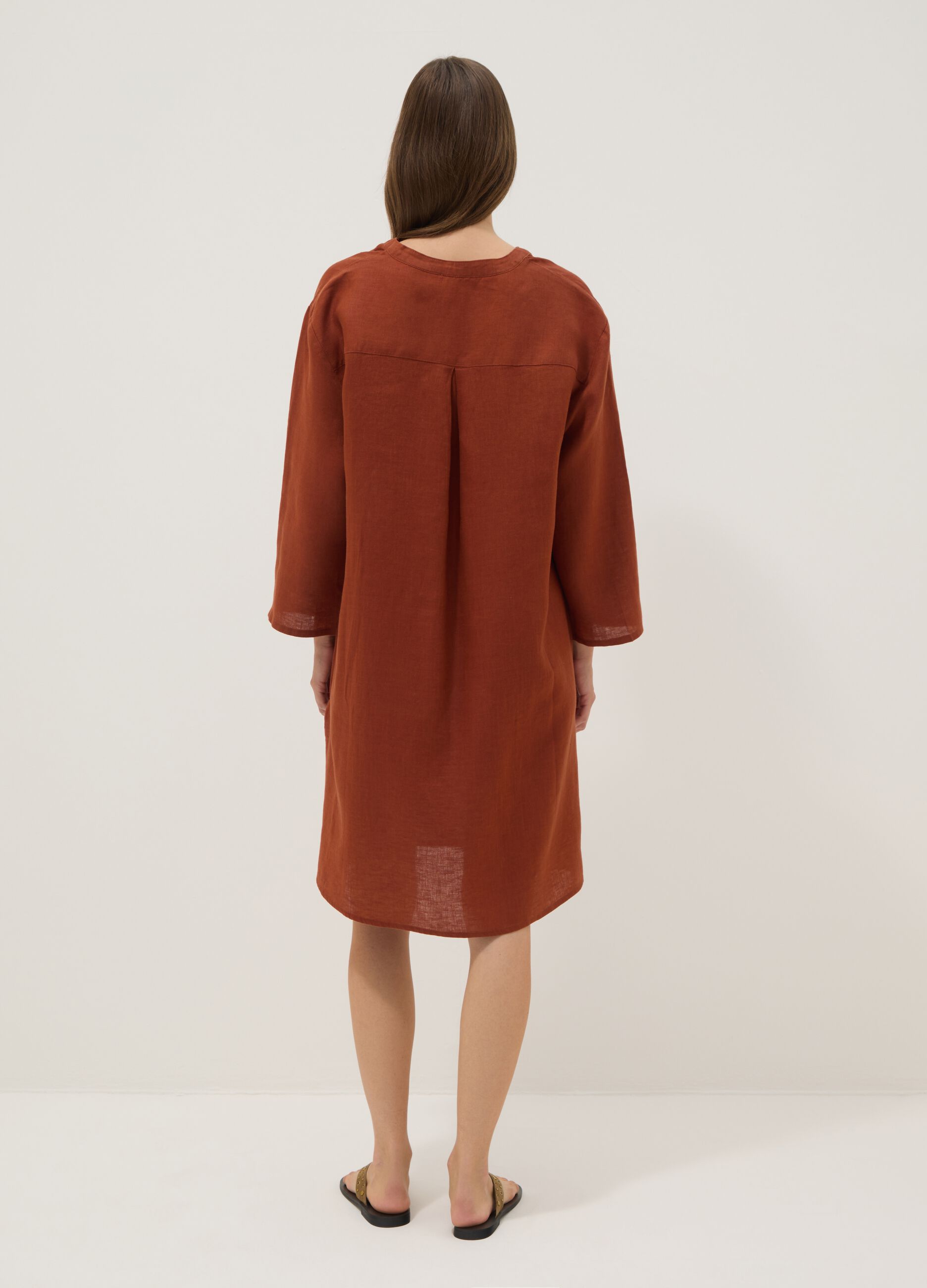 Brown pure linen kaftan
