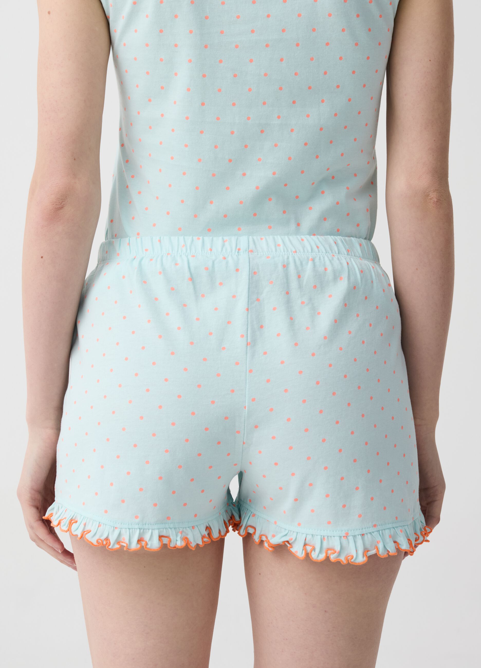 Polka dot pyjama shorts with frills