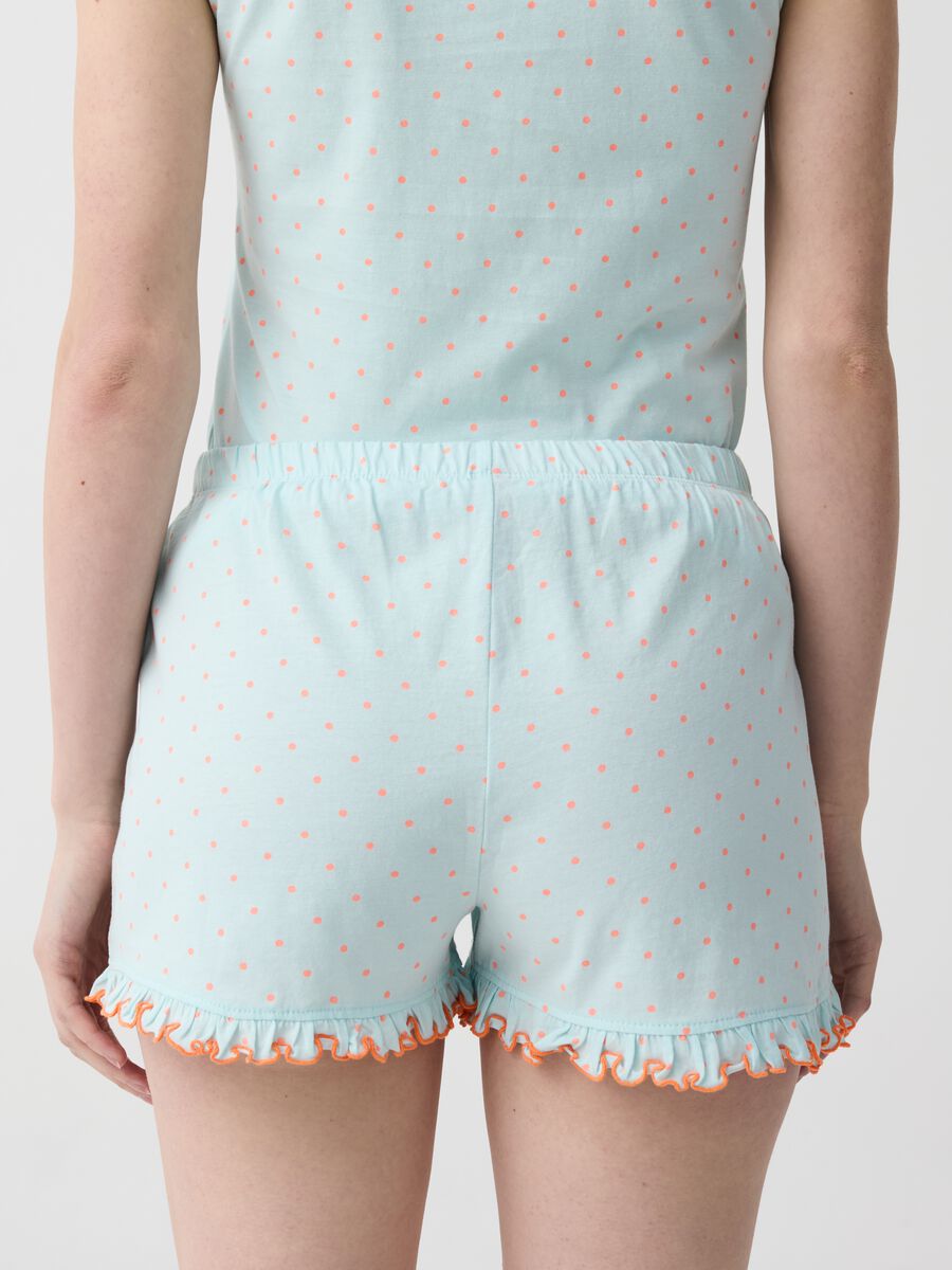 Polka dot pyjama shorts with frills_2