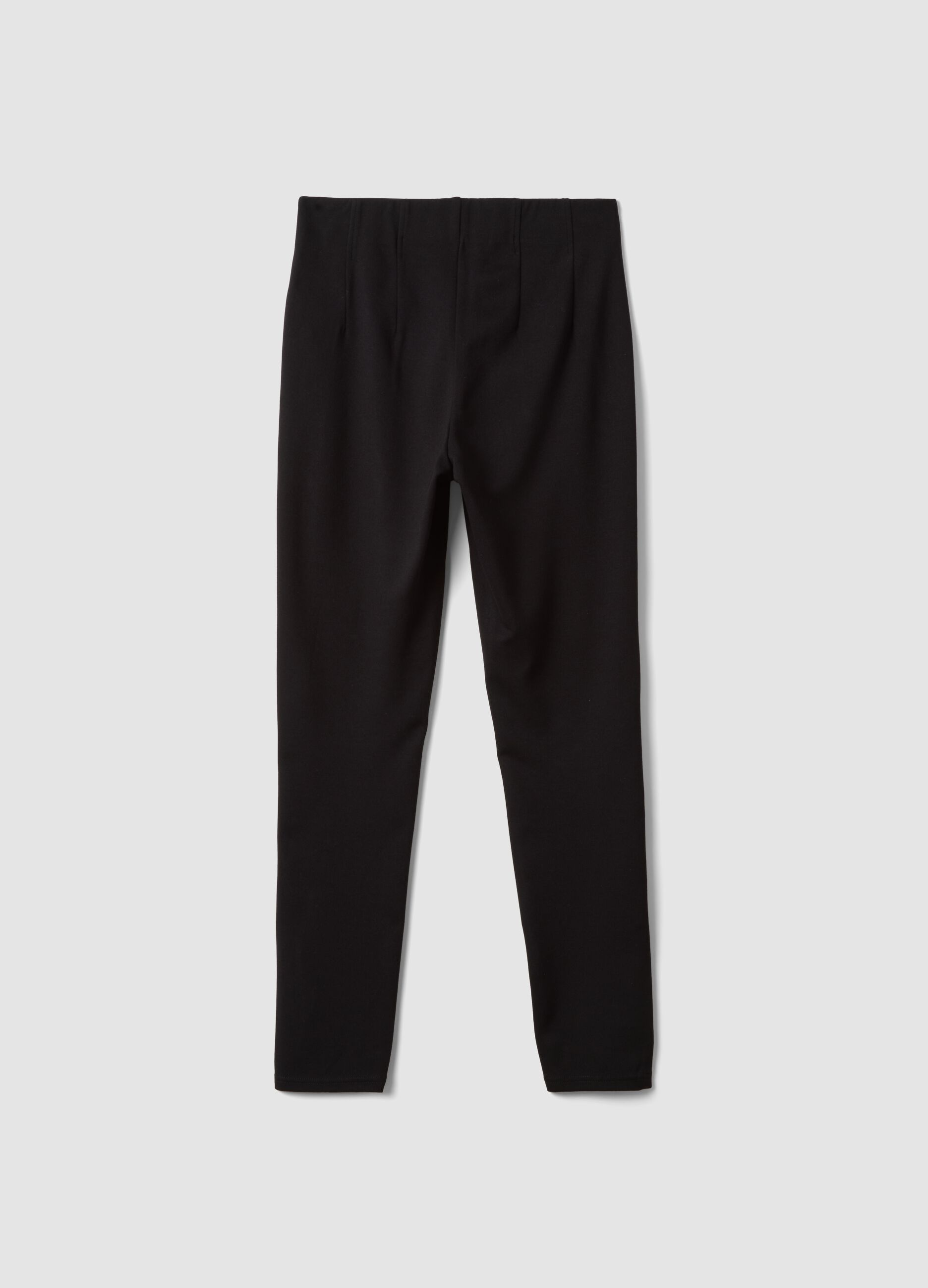 Leggings neri in punto Milano di viscosa elasticizzata slim fit