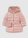 Regular fit padded pink jacket for girls with hood and zip_0