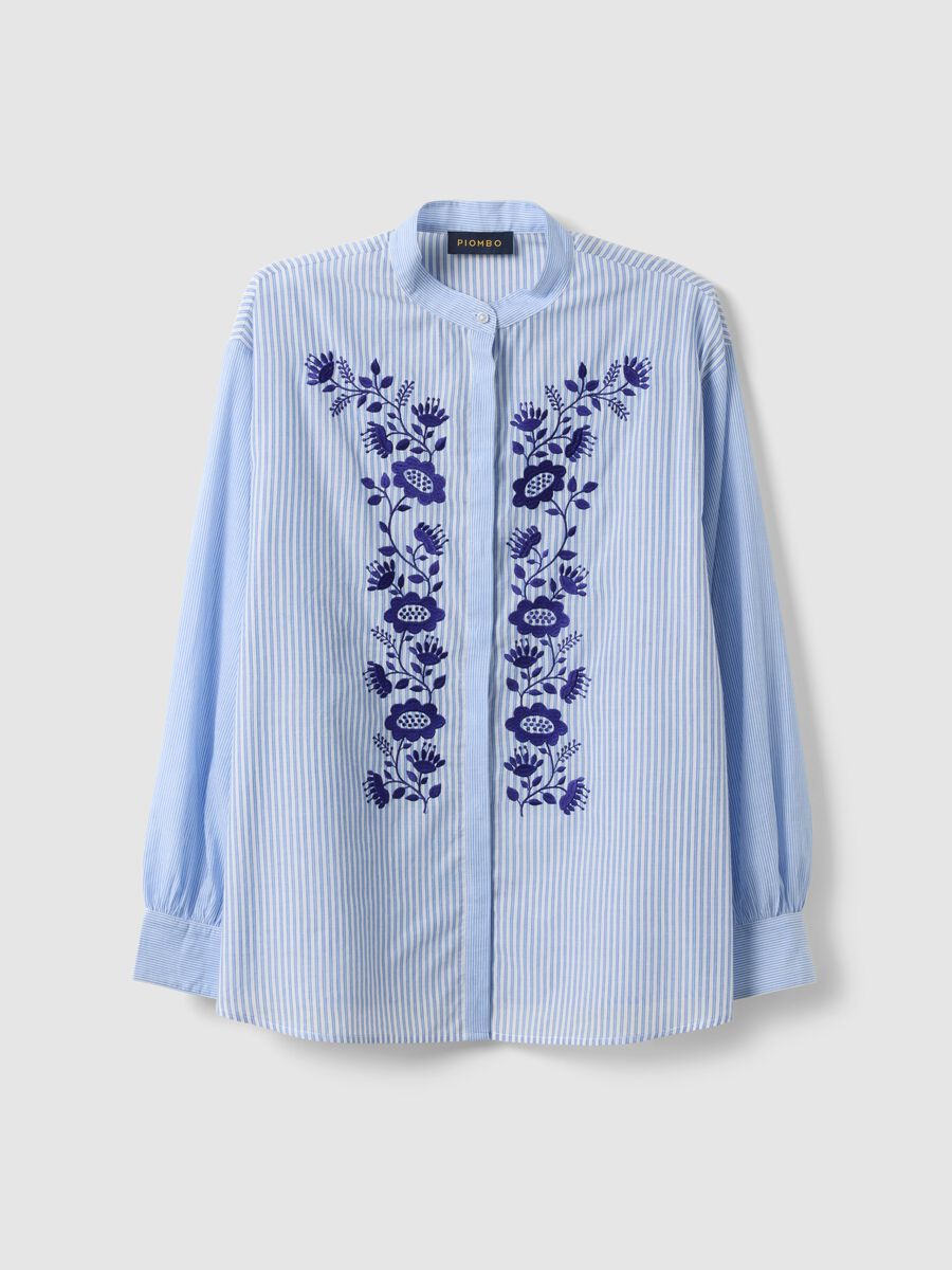 Striped multicolour regular fit pure cotton shirt with floral design_4