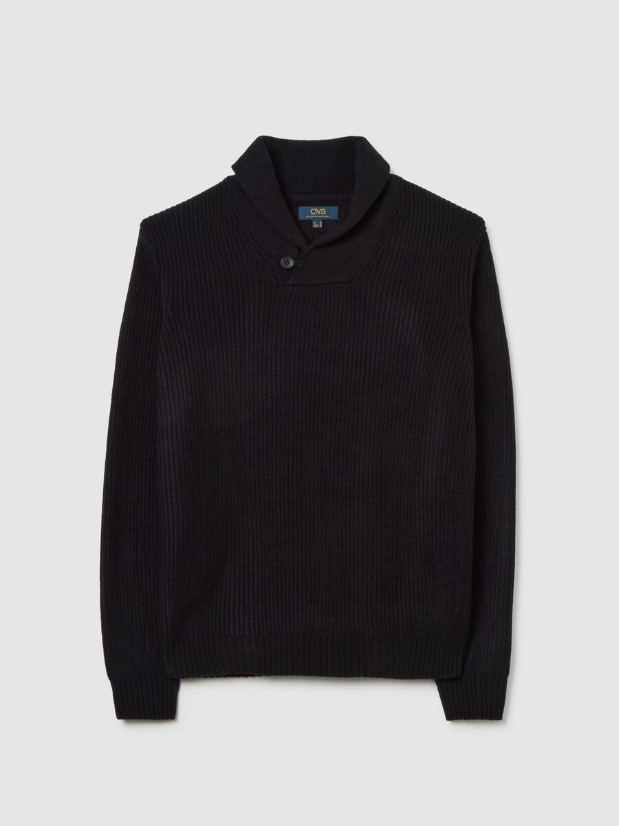 Black shawl collar regular fit jumper_4
