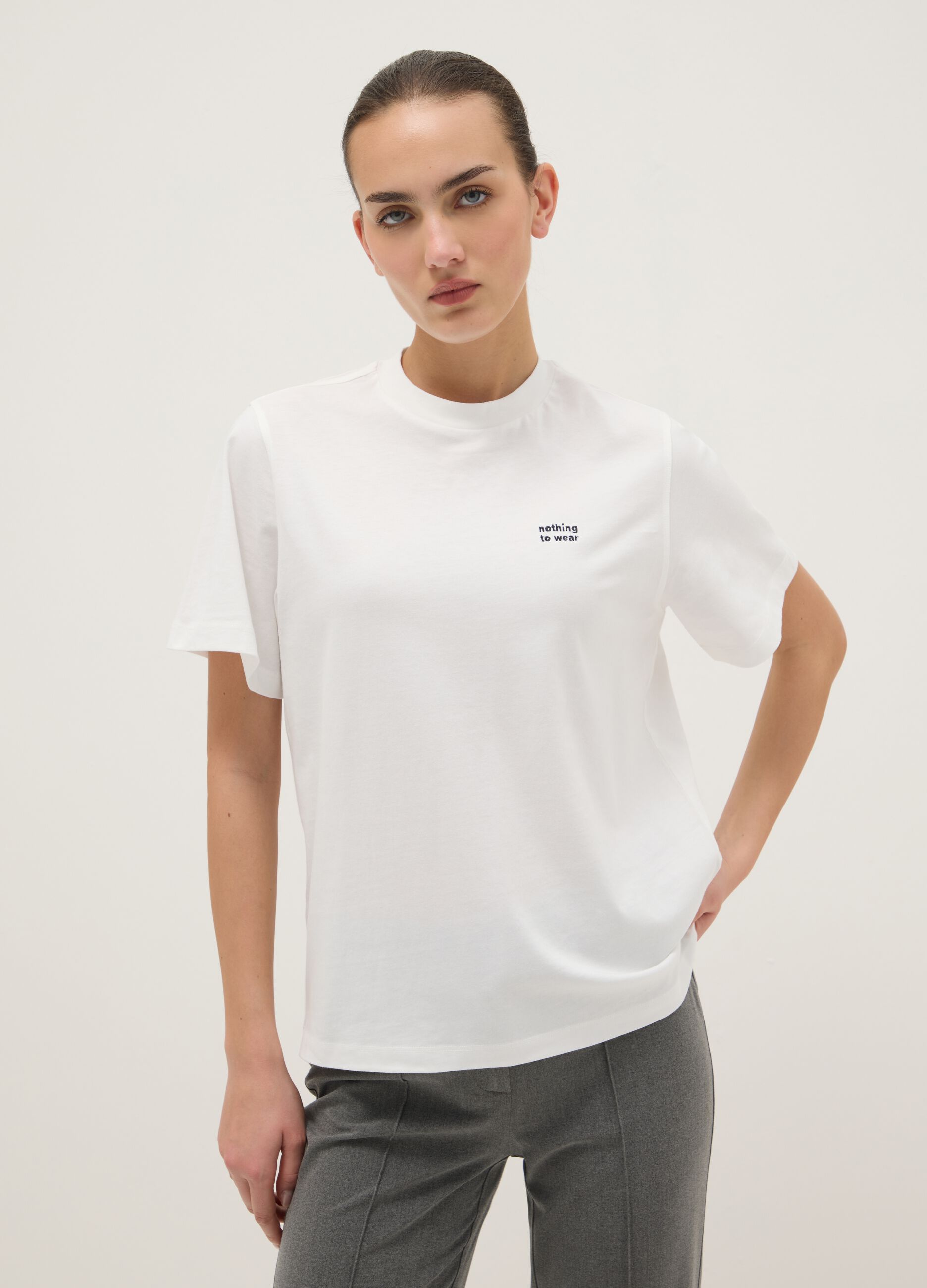 White Pure Cotton T-shirt Relaxed Fit