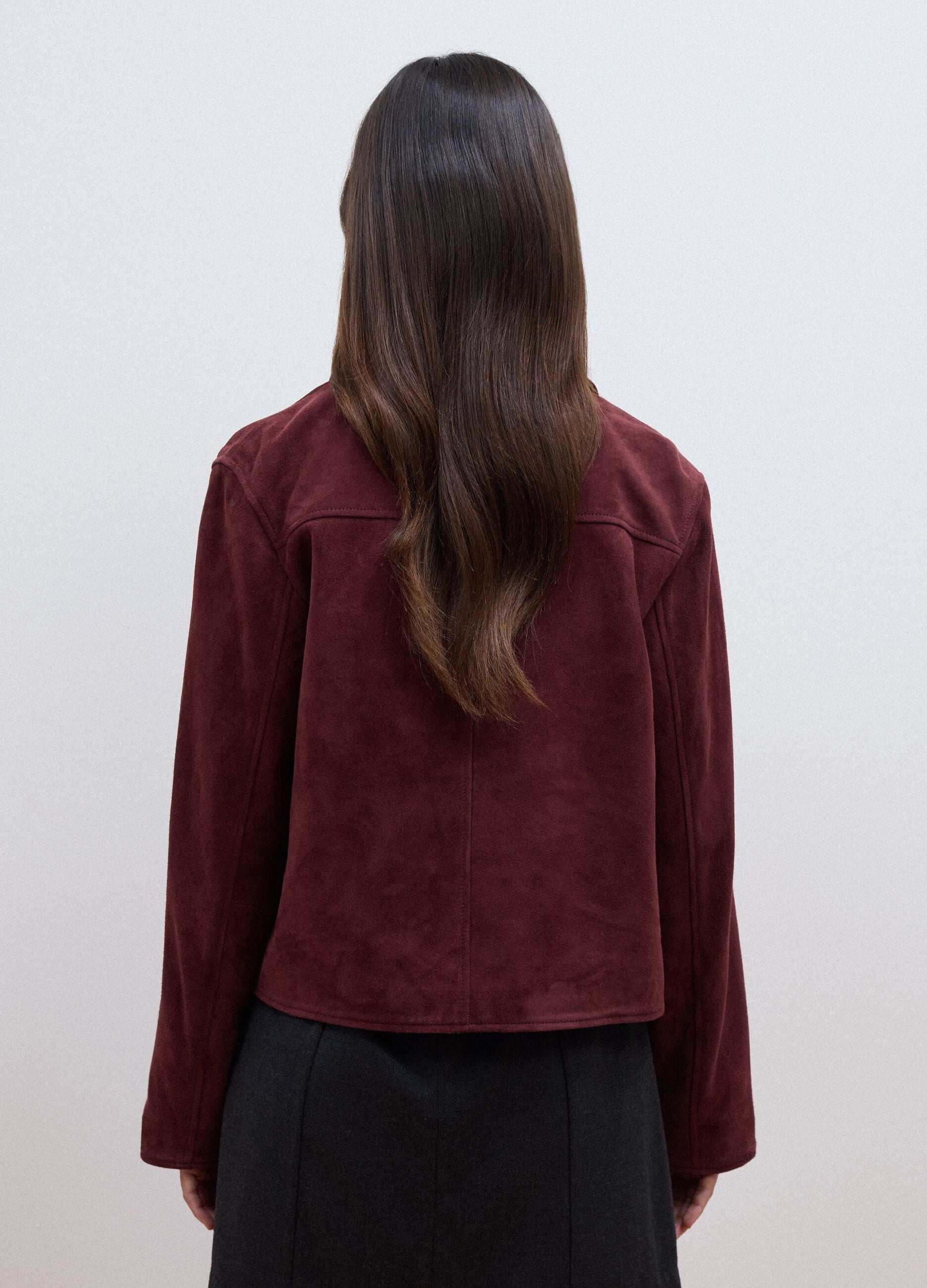 Red genuine leather jacket, regular fit